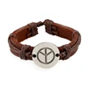 Wholesale Pyrography Craft Peace Signs Bracelet, Vintage Adjustable Punk Hemp Rope Leather Peace Bracelet
