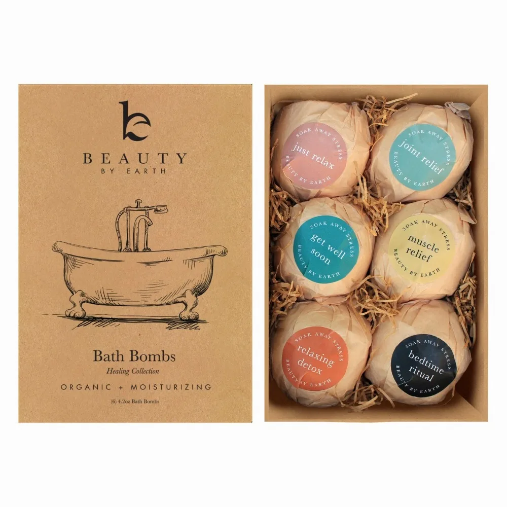 premium bath bombs gift set -6 pack of assorted spa bath fizzie