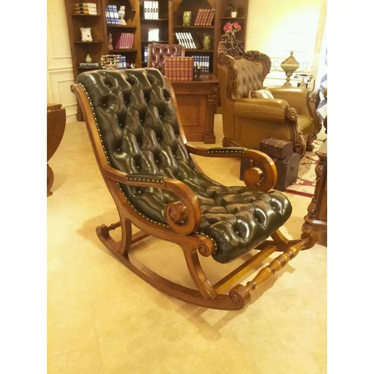 Antique Wooden And Leather Rocking Chair Buy Antique Wooden And