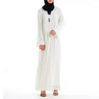 wholesale beautiful dubai long sleeve muslim dress kaftan plain white open front abaya