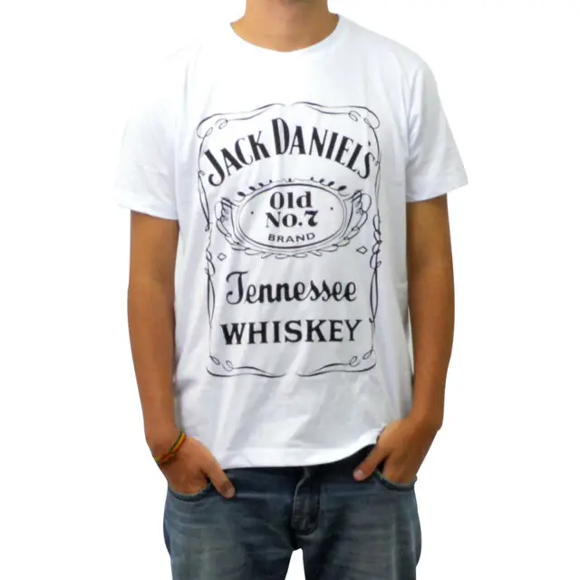 100% cotton o-neck printed t-shirt - whisky label