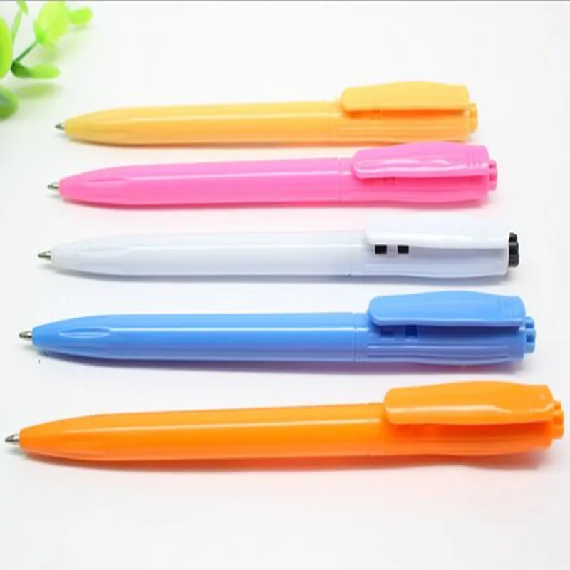 Five colours candy color plastic Ballpoint pen press type can be printed LOGO advertising pen pen for office stationery