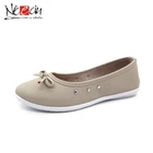 2019 Style PU Shoes Bow Simple Ballet Women Grey Flat Shoes