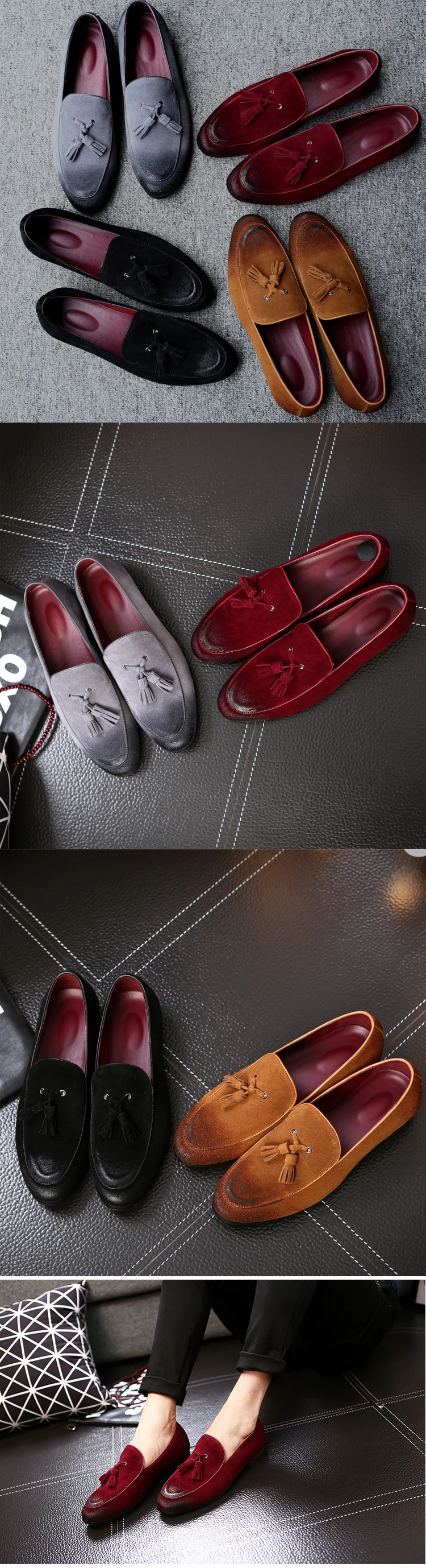 Suede leather British style mens shoes casual