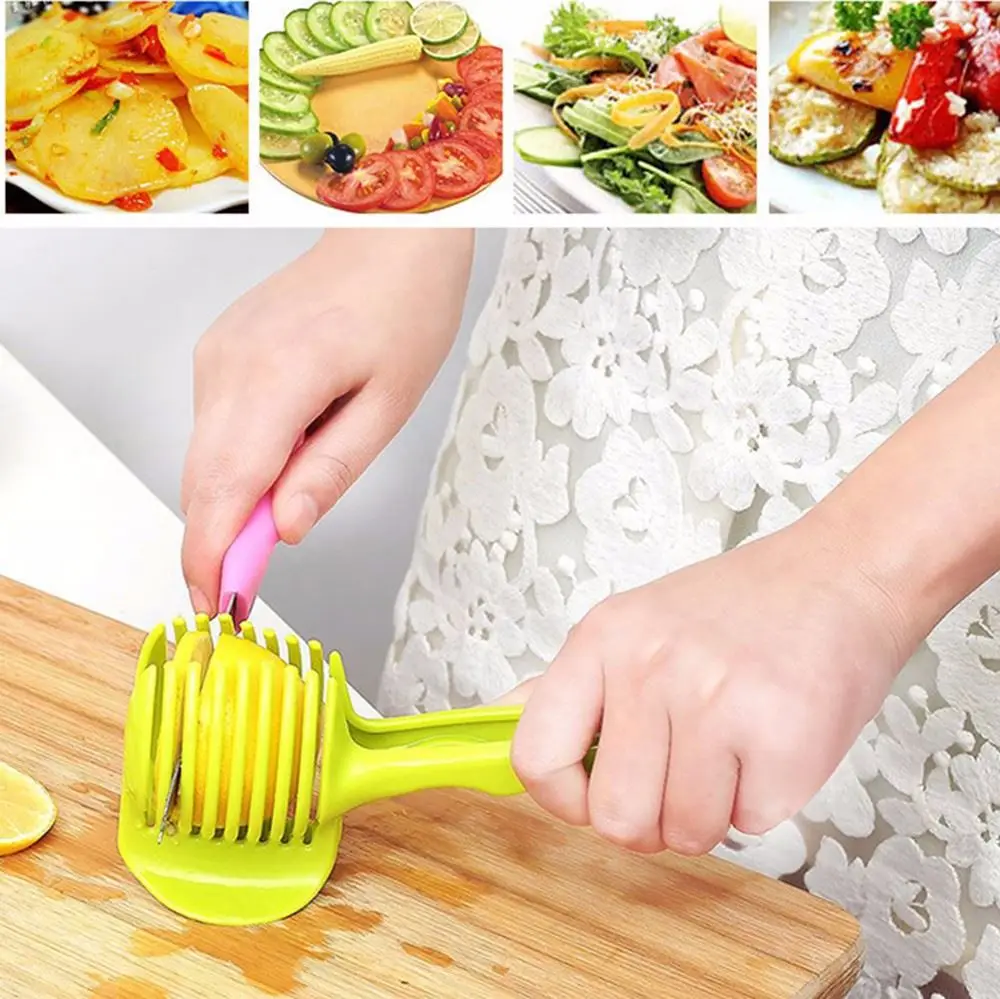 Vegetable Cutter Slicer Tomato Onion Slicer Holder Food-Grade Plastic Fruit Vegetable Cutters Kitchen Gadgets Slice KC1365