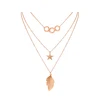 necklace-00945 stainless steel multi-layer rose gold plated charm necklace with accessories pendant