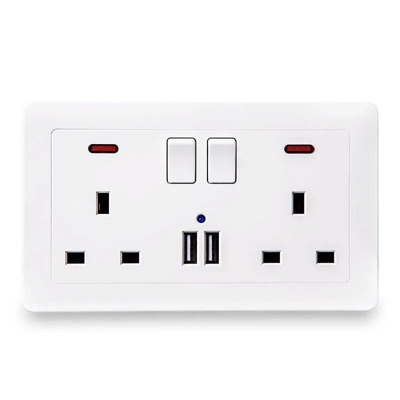 13 amp multi wall double socket outlet with usb