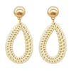 Trending vintage new designs gold plated jhumka handmade tear drop wholesale bamboo woven earring stand wood earrings jewelry