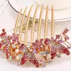Elegant multi-functional rhinestone three large butterfly beautifully hair combs KBFS54