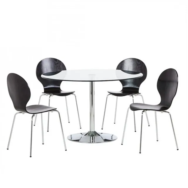 modern round glass dining table and 4 chair