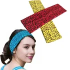 Multiple use promotion cotton sweat absorb leopard print anti sweat stretchy headband kit