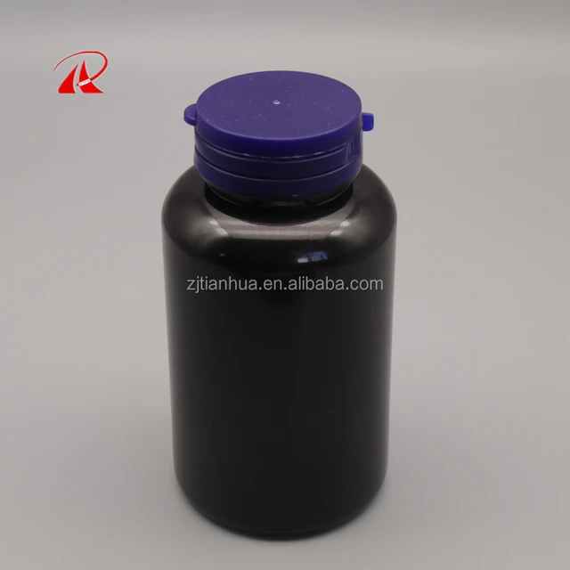 150cc Glossy Black Pill Bottles with Safty Caps