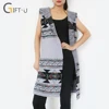Giftu 86065# Custom Brand Ladies Sleeveless Long Hooded Cardigan Cashmere Sweaters