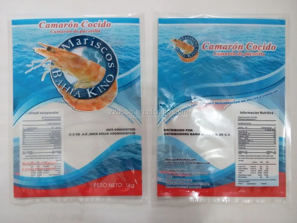 Custom Printing Plastic Frozen Mixed Seafood Bag For Sea Food Poly