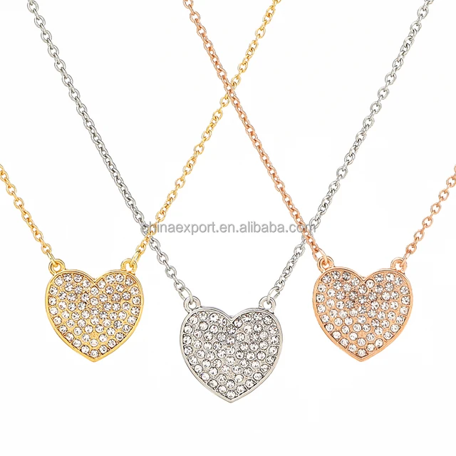 valentines day gift crystal love heart jewelry necklaces for