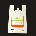 Custom Printed logo Bio biodegradable PLA plastic vest handles Shopping bag for supermarket