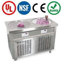 rolled pan thai fried stir fry ice cream roll machine nsf double 2 pan 110v for sale