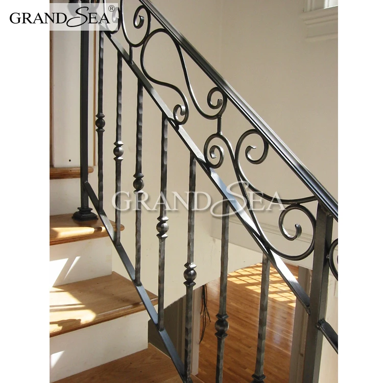 New Design Black Color Metal Curved Stair Railing Kits Price For Interior Buy Foshan Wrought Iron Stair Railing Manufacturer Galvanized Pipe Stair