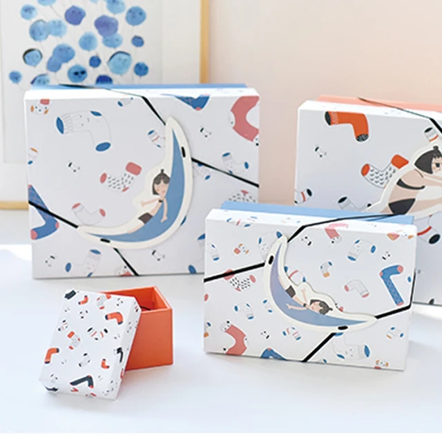 kids colorful paper gift packaging box for underwear and socks