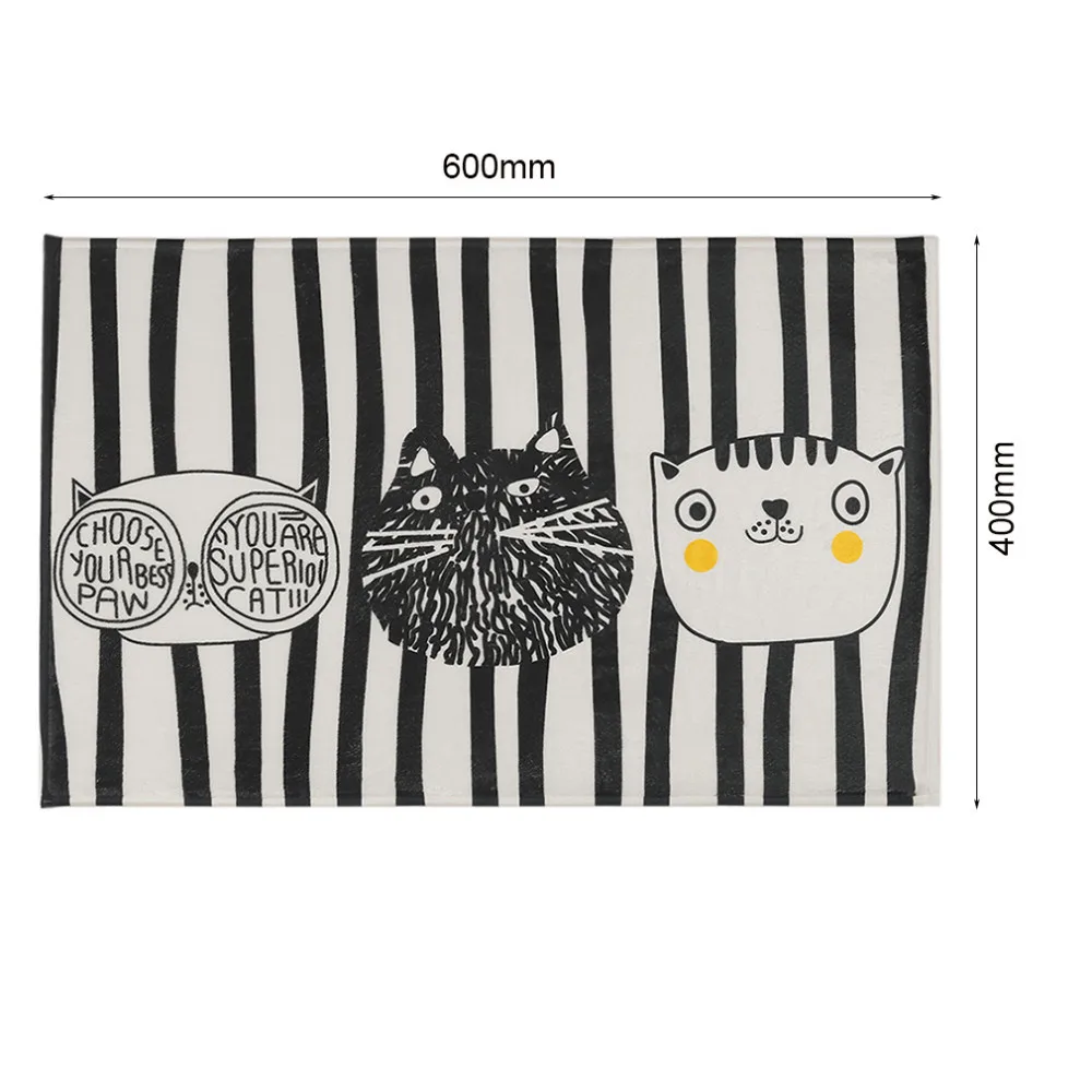 Fashion Design Home Bedroom Bathroom Flannel Floor Carpets Funny Cat Pattern Anti-Slip Floor Mat Carpet 5 Sizes Optional