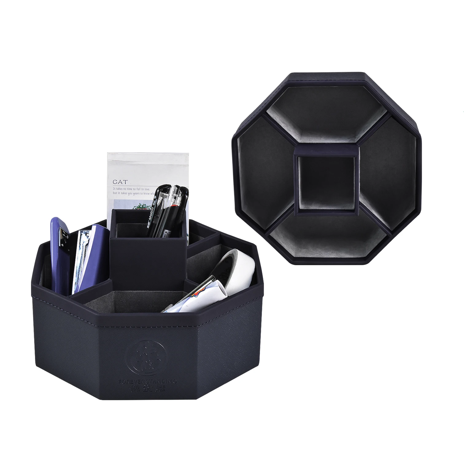 Multifunctional Desk Organizer Office/School Stationery Leather Pen Holder