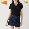 High Quality Stand Collar Bulk Blank Half-Zip Cropped Lady Sexy Polo Shirt