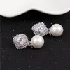 2015 New Design hot sale earring Concise pearl earring 18k white gold plated white color retail &wholesale