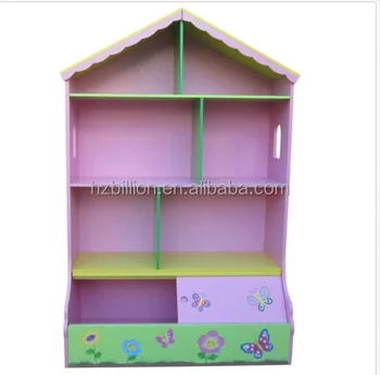 Deluxe Fairy Play House Bookcase Wooden Children Storage Bookshelf