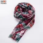 Custom women Printed Flower Woven Viscose Hijab Shawl Scarf