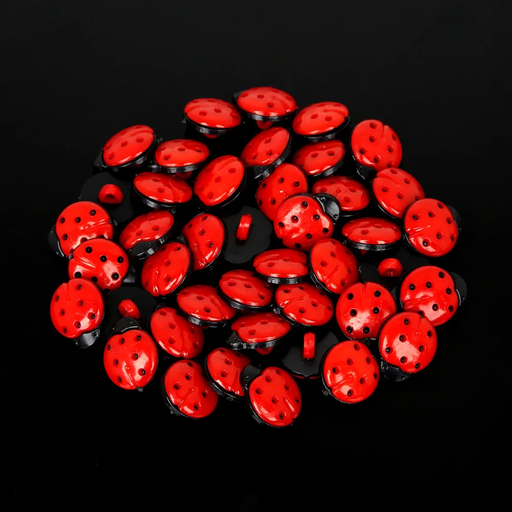 Description Picture 4 of itemHigh Quality 50Pcs/lot 13x15x8mm Random Mixed Color/Red Ladybug Plastic Buttons For DIY Kid's Appliques/Craft/Sewing Buttons