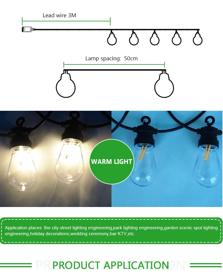 Haiben 10L LED tungsten bulb light G50 Christmas light CE/ROHS indoor&outdoor waterproof decorative light