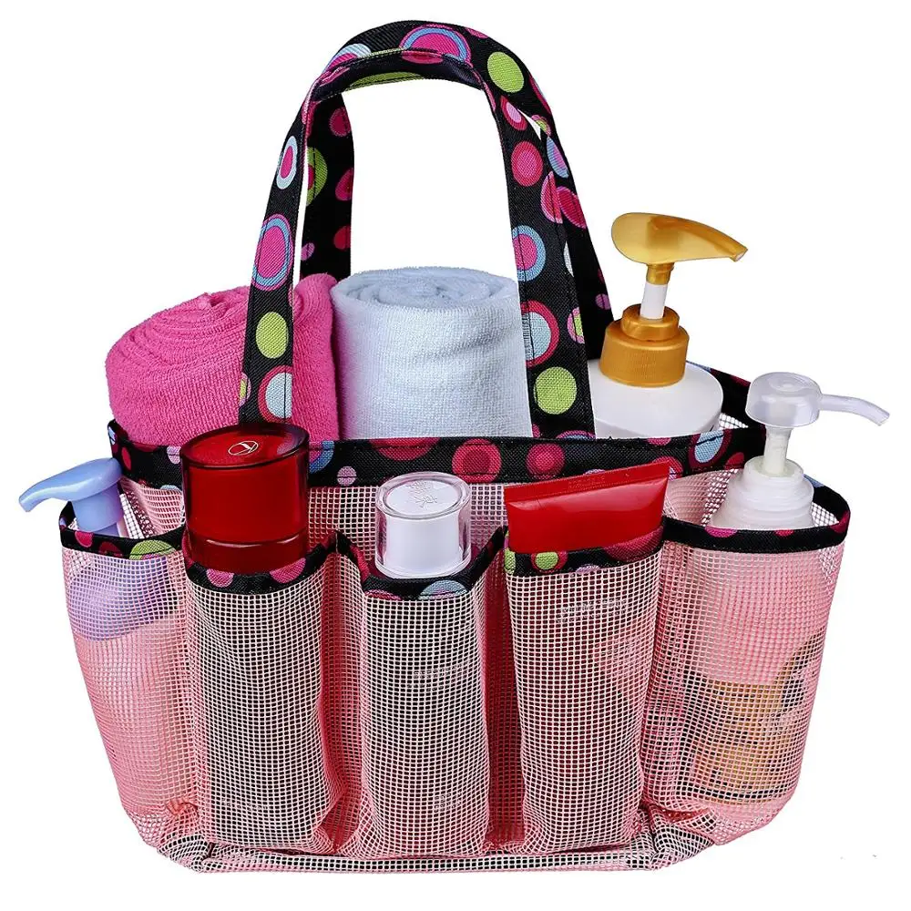 hot selling bath organizer bag pink mesh organizer toiletry bag