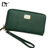 Fashion Golden Hardware Olive Green PU Leather Waterproof Clutch Wallet