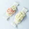Wholesale custom soft headband baby girl flower with pearl satin rose hair accessories headband