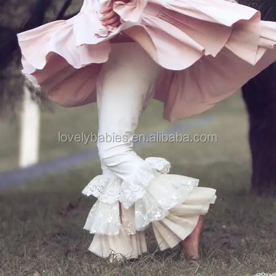 kids ruffle pants wholesale new lace pants for girls cheap solid capri trousers factory china ruffle short/Three Ruffles pants