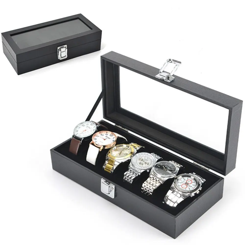 bracelet bangle jewelry watch box 6 watch display leather case