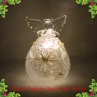 Beautiful white led glass angel with lace flower ornaments