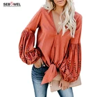 Newest Design Long Sleeve Women Fashion Shirt V Neck Women's Blouse Tops