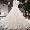 LS98410 Jancember newest bridal gown tassel crystals high neck 3D flowers lace off OEM size bow back wedding dress 2018 design