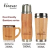 Wholesale custom slide cap bamboo leak proof thermos office cup with handle, insulated travel mug thermos set