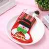 Manufacturer Xmas decoration small Christmas candy bag multifunctional snow man knife and fork holder