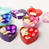 Valentine's Day gift Pink Heart Shaped Scented Soap Roses Mini Soap Flower Bouquet With Cute Teddy Bear