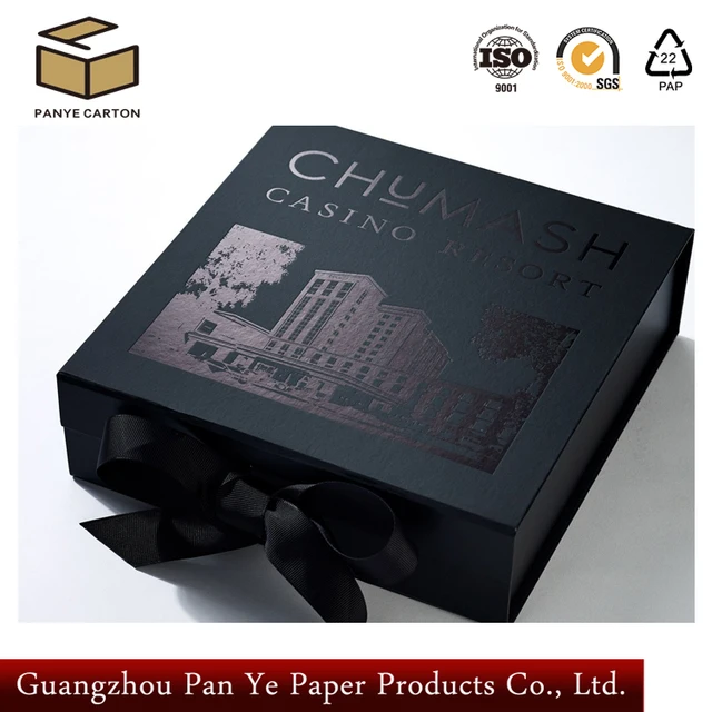 custom logo foldable cardboard magnetic closure black packaging