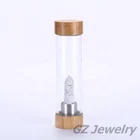 Powerful Healthy Bamboo clear quartz Healing Gem Stones Crystal Water Glass BPA-Free Bottle