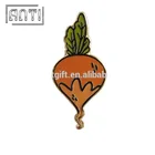 Custom hard enamel gold plated yellow carrot metal pin green leaf for children