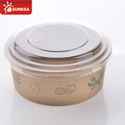 Sunkea china large disposable salad paper bowl with lid