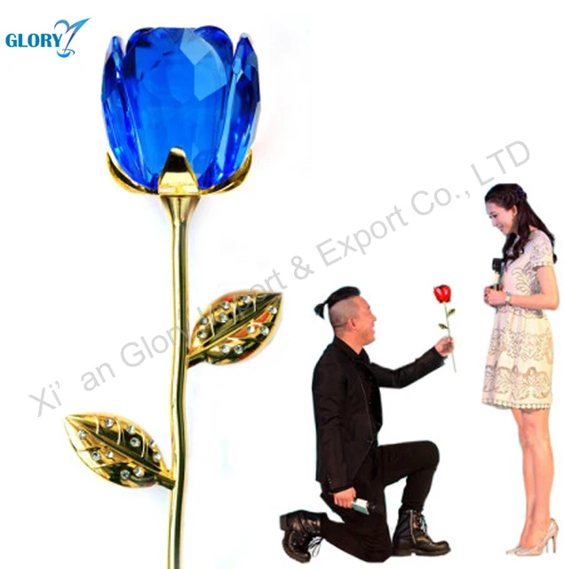 hot sale clear crystal rose flower gifts for wedding