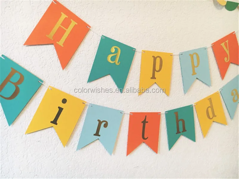hanging glitter happy birthday bunting banner party supplies