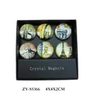 Custom dome shape crystal glass cities fridge magnet