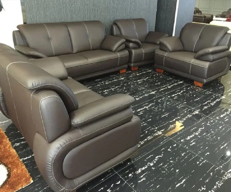 Moderne schwarze wohnzimmer ledercouch sofa